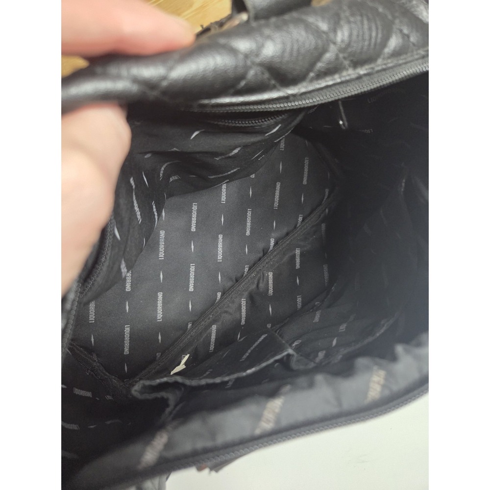 Liquorbrand Daisy Cherry Bowler Bag Quilted Satchel Duffel Shoulder Strap Black - Picture 8 of 9